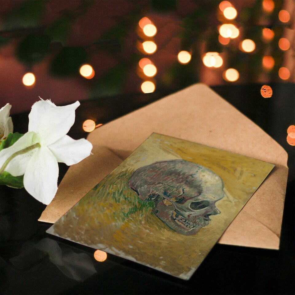 image 1 of Vincent van Gogh Art Card Human Skull Study in Yellow