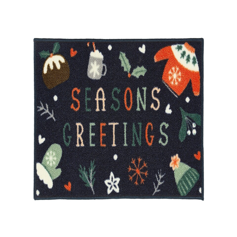 image 1 of Floormatters Printed Loop Seasons Greetings 2pcs Mat and Runner 40X60 & 50X150