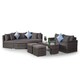 image 9 of Santorini L Shape Modular 5 Seat Rattan Corner Sofa Set With Daybed Ottoman, Large Coffee Table & 2 Stools Grey | Grey