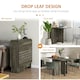 image 3 of HOMCOM Mobile Drop Leaf Dining Table Folding Desk w/ 2 wheels Storage Shelves
