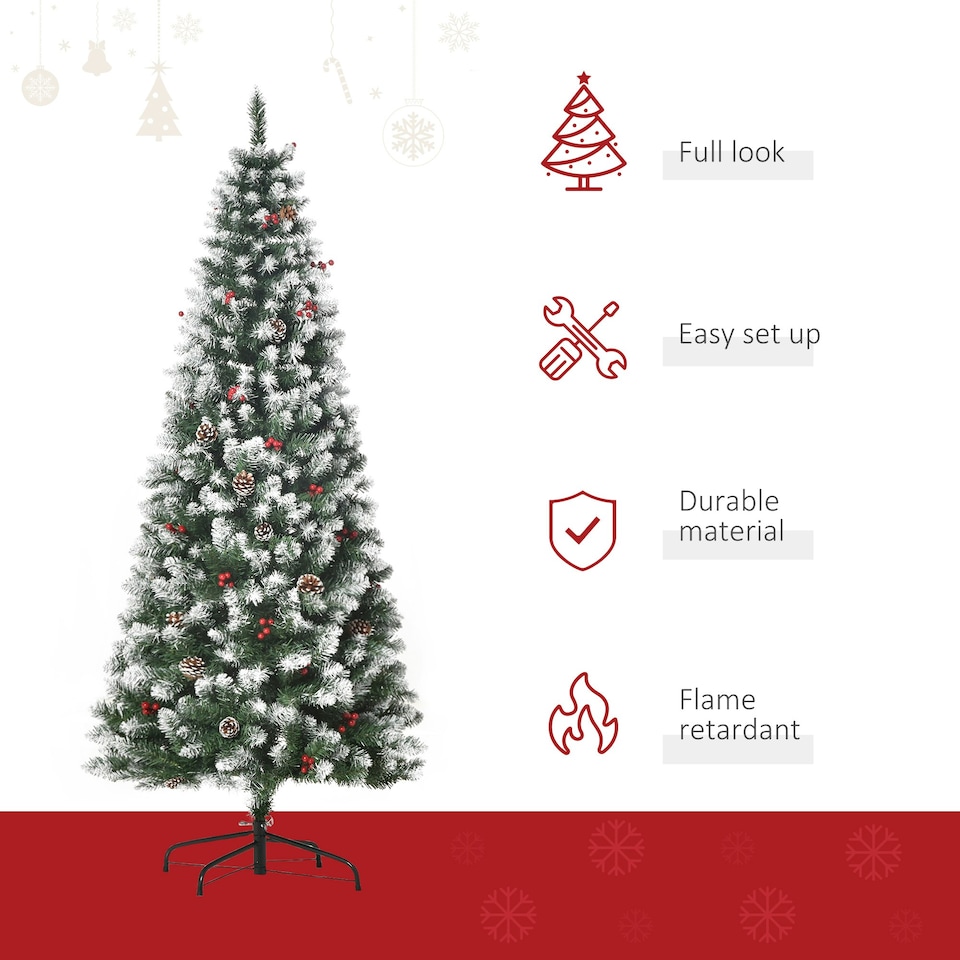 image 1 of HOMCOM 6FT Artificial Christmas Tree Xmas Indoor Decoration w/ Pinecone