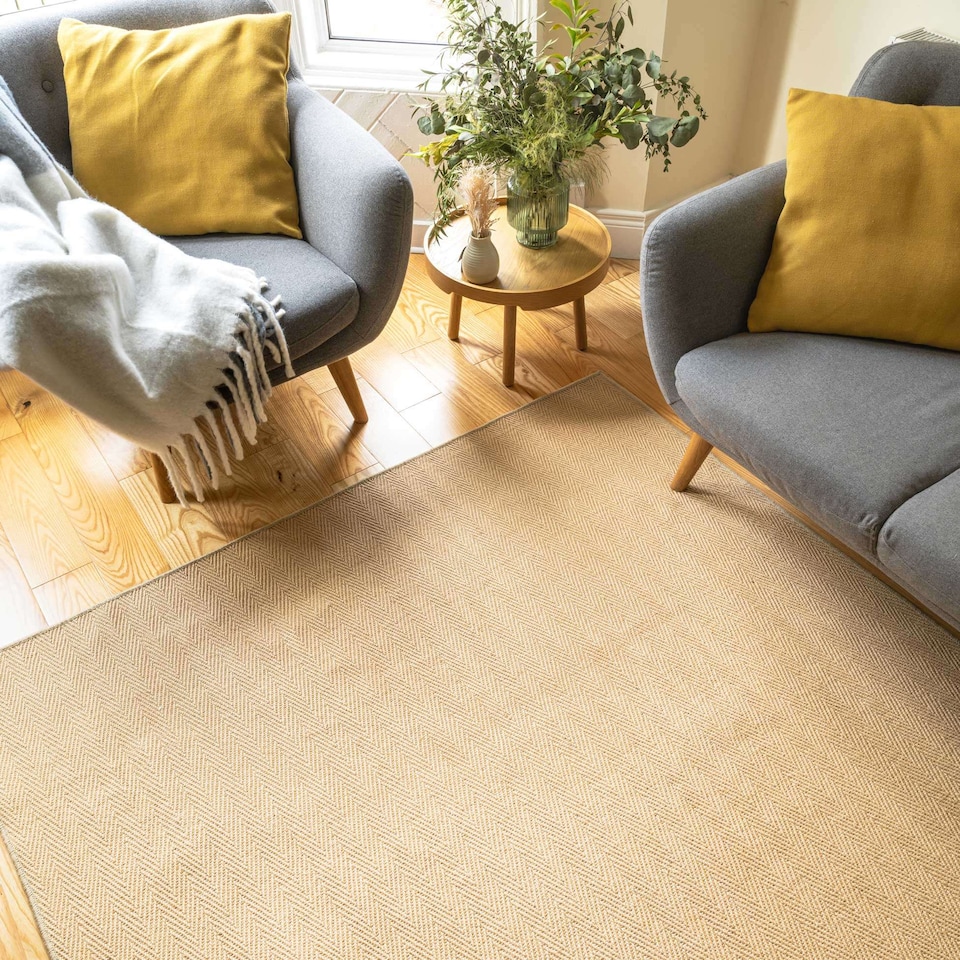 image 1 of KUKOON Natural Jute Beige Living Room Area Rugs & Runners 160cm x 230cm