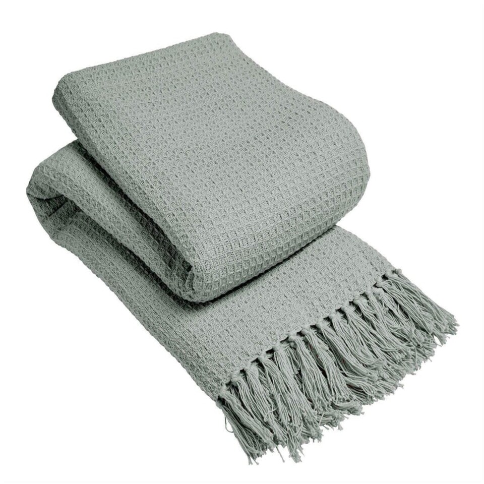 image 1 of Lisbon Pure Cotton Honeycomb Throw in Silver, 228 x 254cm Silver | Silver