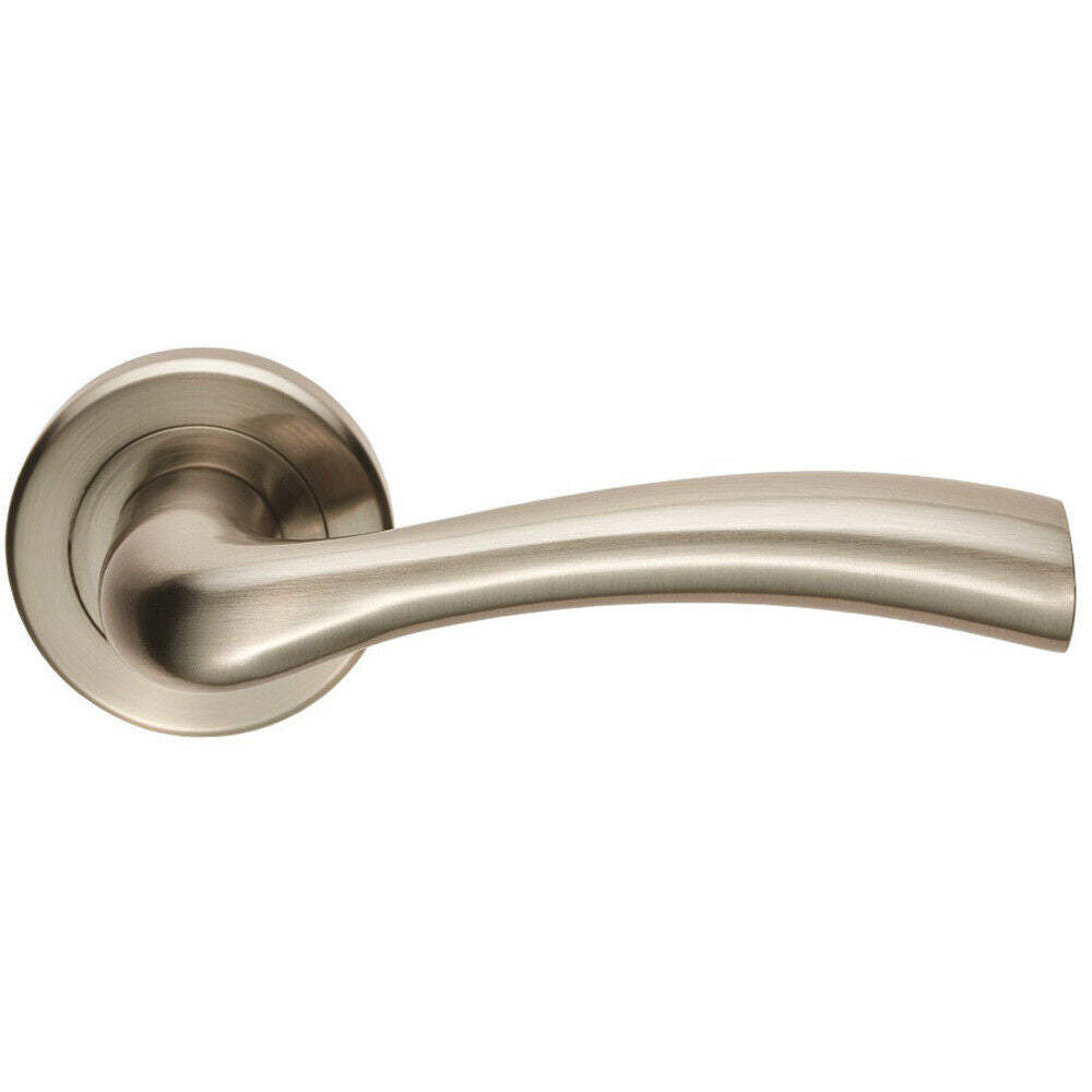 Loops PAIR Curved Flowing Flared Handle Concealed Fix Round Rose Satin Nickel in Metallics