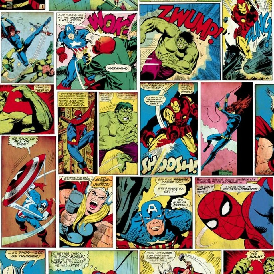 image 1 of Marvel Comic Strip Wallpaper - Multicoloured - 10m x 53cm