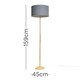 image 2 of ValueLights Single Stem Natural Light Wood Floor Lamp With Dark Grey Drum Shade