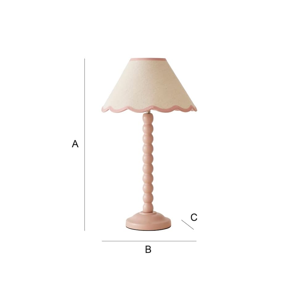 image 1 of ValueLights Bobbles Rose Pink Table Lamp Pink Trim Scallop Shade | Pink