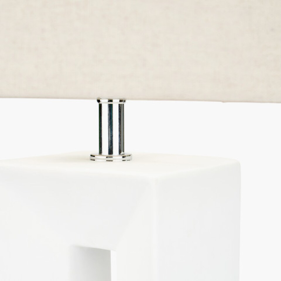 image 1 of Rectangle White Ceramic Tall Table Lamp | White | White | 1