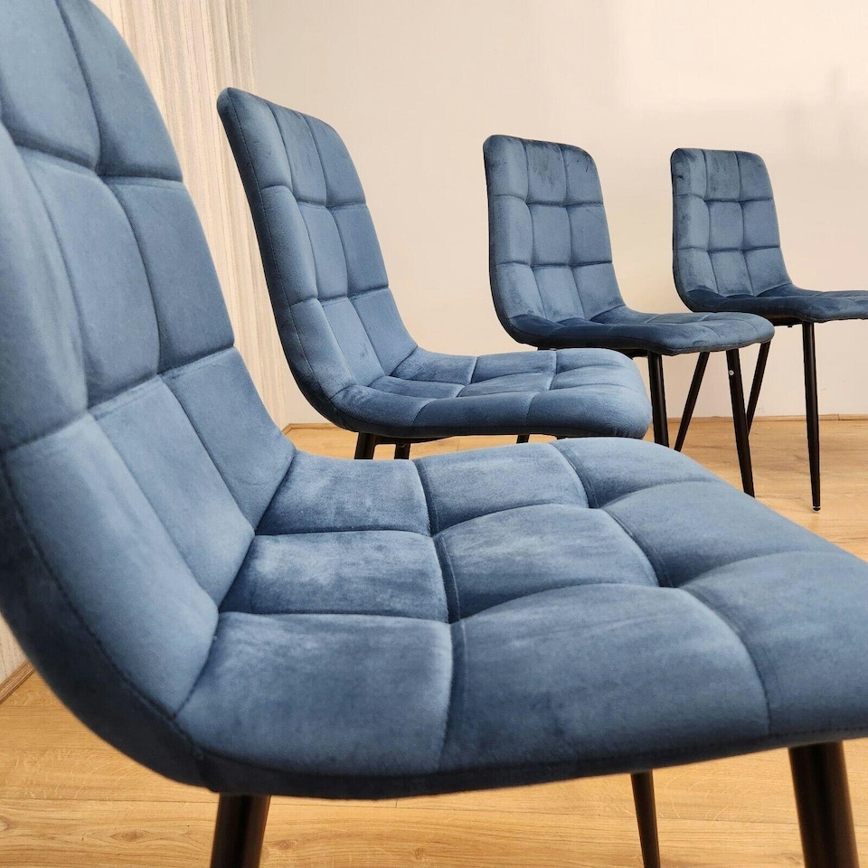 image 1 of Dining Chairs Set of 4 Blue Velvet Kitchen Chairs Blue