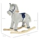 image 5 of HOMCOM Kids Plush Rocking Horse with Sound Children Rocker Ride On Toy Gift 3-6 Years Grey
