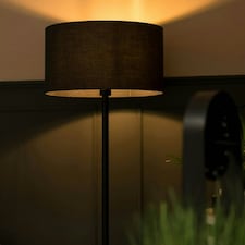 ValueLights Charlie Black Floor Lamp Charcoal Shade Grey