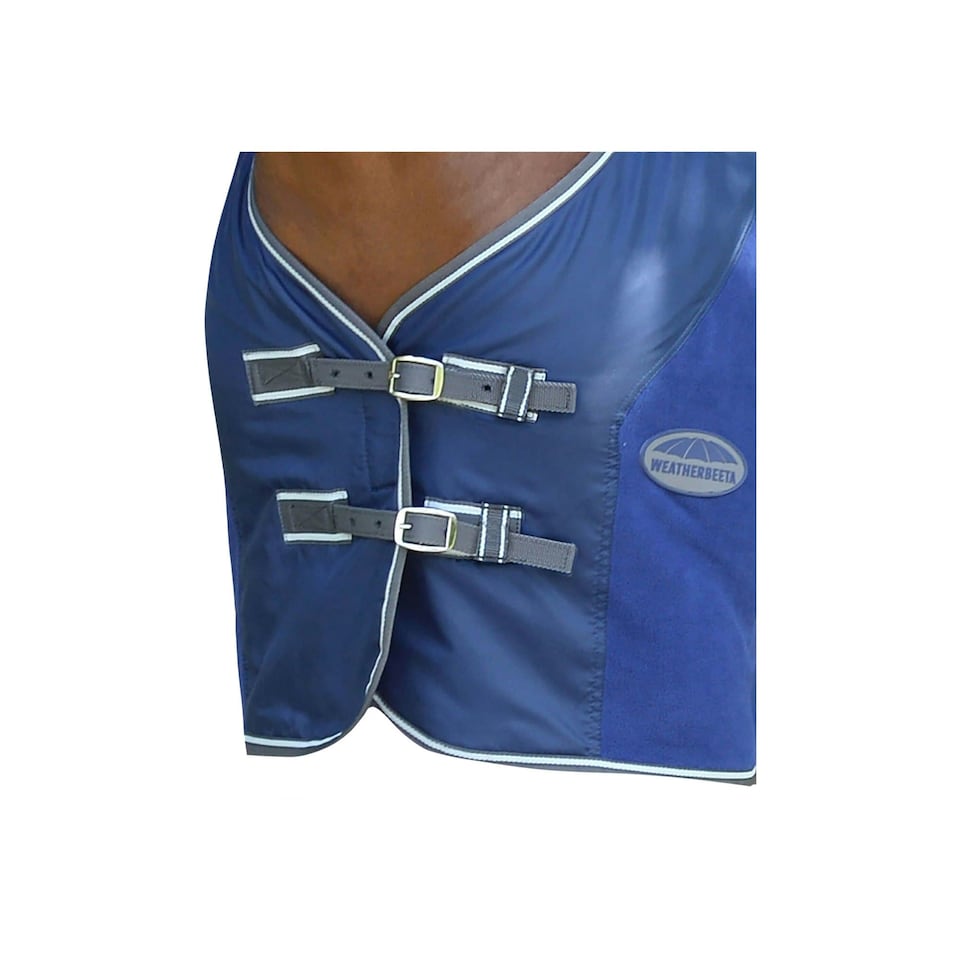 image 1 of Weatherbeeta Fleece Cooler Standard Neck Turnout Rug - Dark Blue/Grey/White - 5ft 3