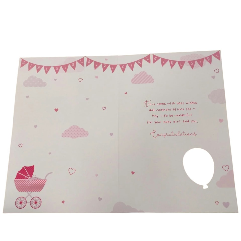 image 1 of On The Birth of a New Baby Girl Balloon Boutique Greeting Card