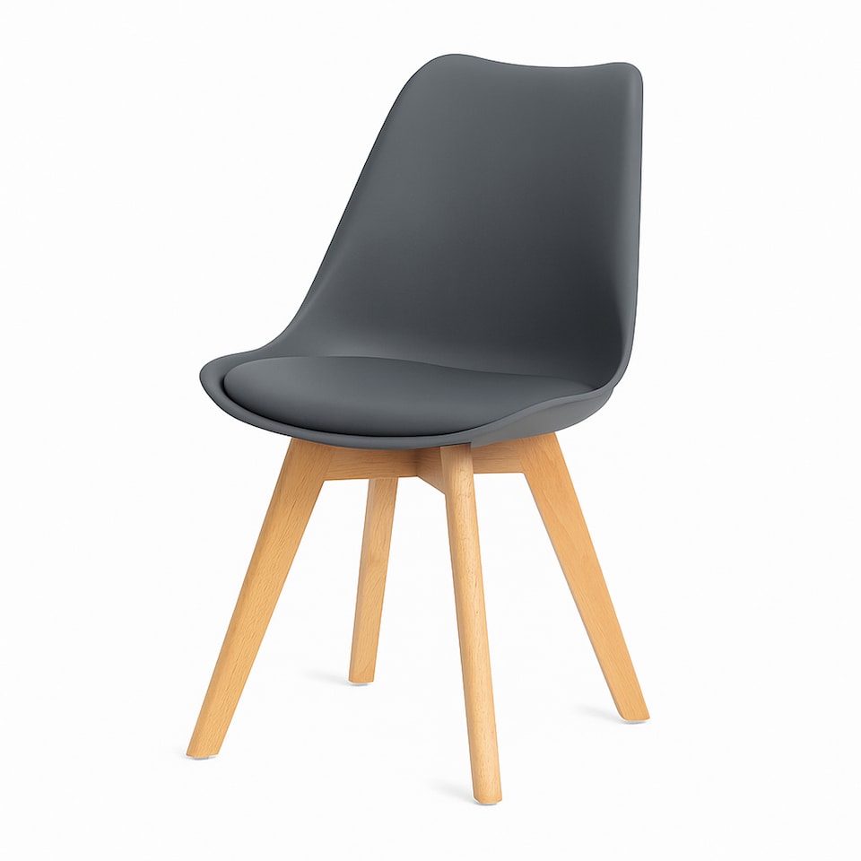 image 1 of Modern Round Dining Table Set With 4 Grey Plastic Chairs Dining Room Furniture