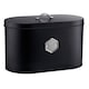 image 1 of Cooks Professional Bread Bin - Metal Food Storage Cannister with Nameplate | Black | Black & Silver