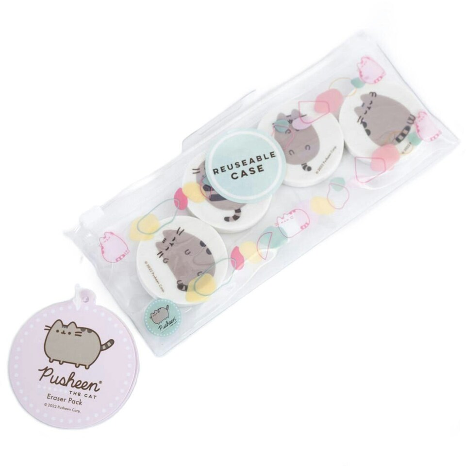 image 1 of Pusheen Printed Erasers (Pack of 4) - White/Grey - One Size