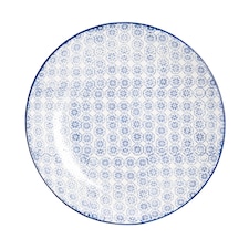 Nicola Spring Hand-Printed Pasta Bowls - 22cm - Blue - Pack of 6 | Blue | Blue
