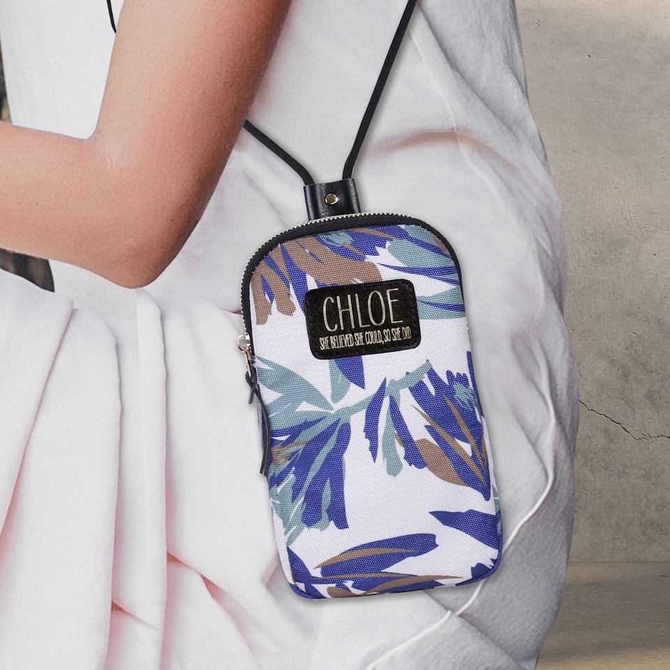 image 1 of Pre-personalised Phone Bag With Strap - Chloe - Over 70 Titles Available