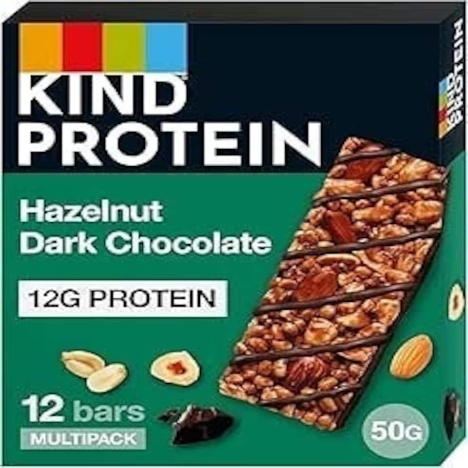 image 1 of KIND Protein Bars, Gluten Free Snack Bars, Hazelnut Dark Chocolate, High Fibre, Healthy Snack, Source of Protein, Multipack 12 x 50g,Packaging may vary