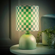 ValueLights Miley Green Checkerboard Drum Lamp Shade Moss Green Table Lamp Green