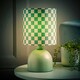 image 1 of ValueLights Miley Green Checkerboard Drum Lamp Shade Moss Green Table Lamp Green