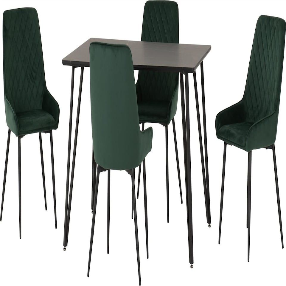 image 1 of Marlow Dining Set with Avery Chairs Black | Black Marble/Grey