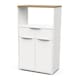 image 3 of FURNICOMP Luna Tall Freestanding Kitchen Pantry Cupboard with Microwave Shelf - Matt White & Hamilton Oak