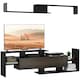 image 6 of HOMCOM TV Cabinet Unit w/ Wall-Mounted Shelf, Open Shelves Black and Brown White