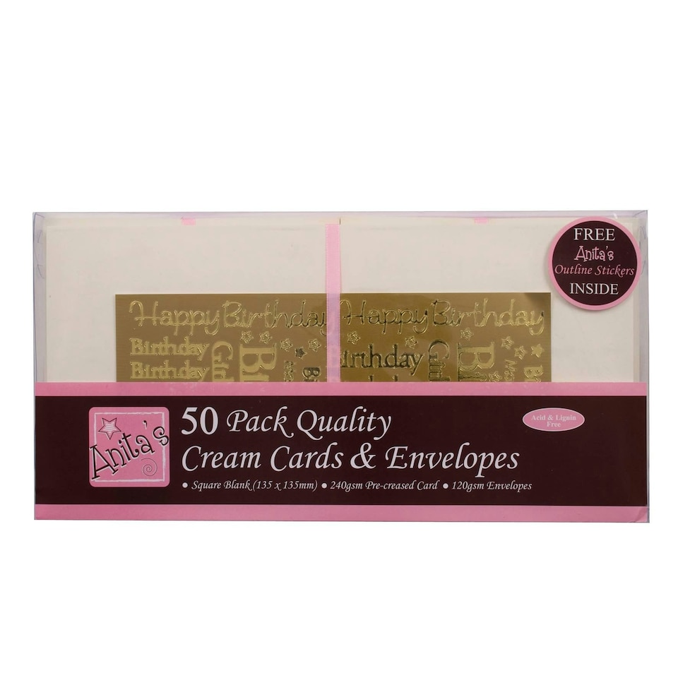 Square Cards/Envelopes (50pk) - Cream N/A | One Size