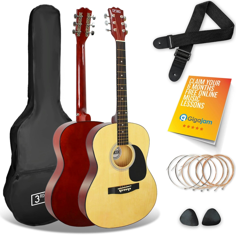 image 1 of 3rd Avenue Full Size Acoustic Guitar Pack Brown