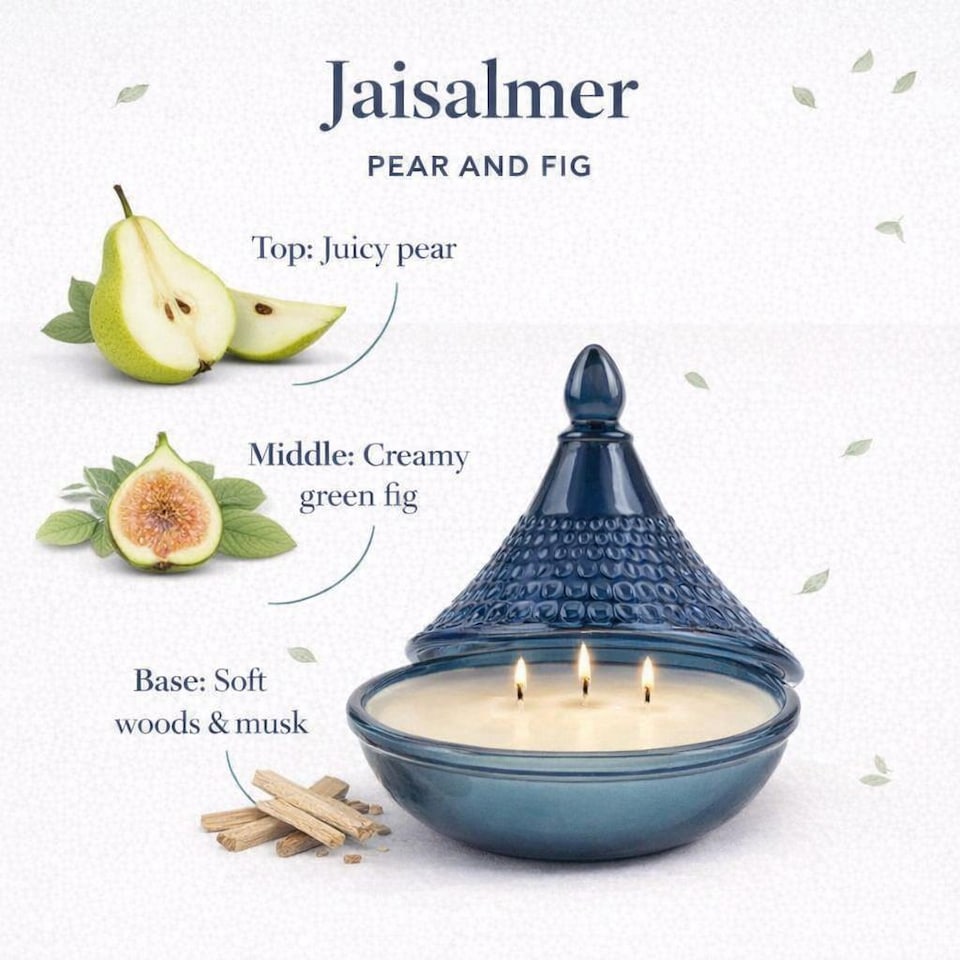 image 1 of Candlelight Blue Jaisalmer Embossed Tagine Glass Candle