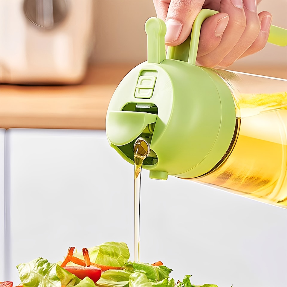 image 1 of Living and Home 2-in-1 Glass Oil Sprayer & Dispenser,Green,470ml | Green