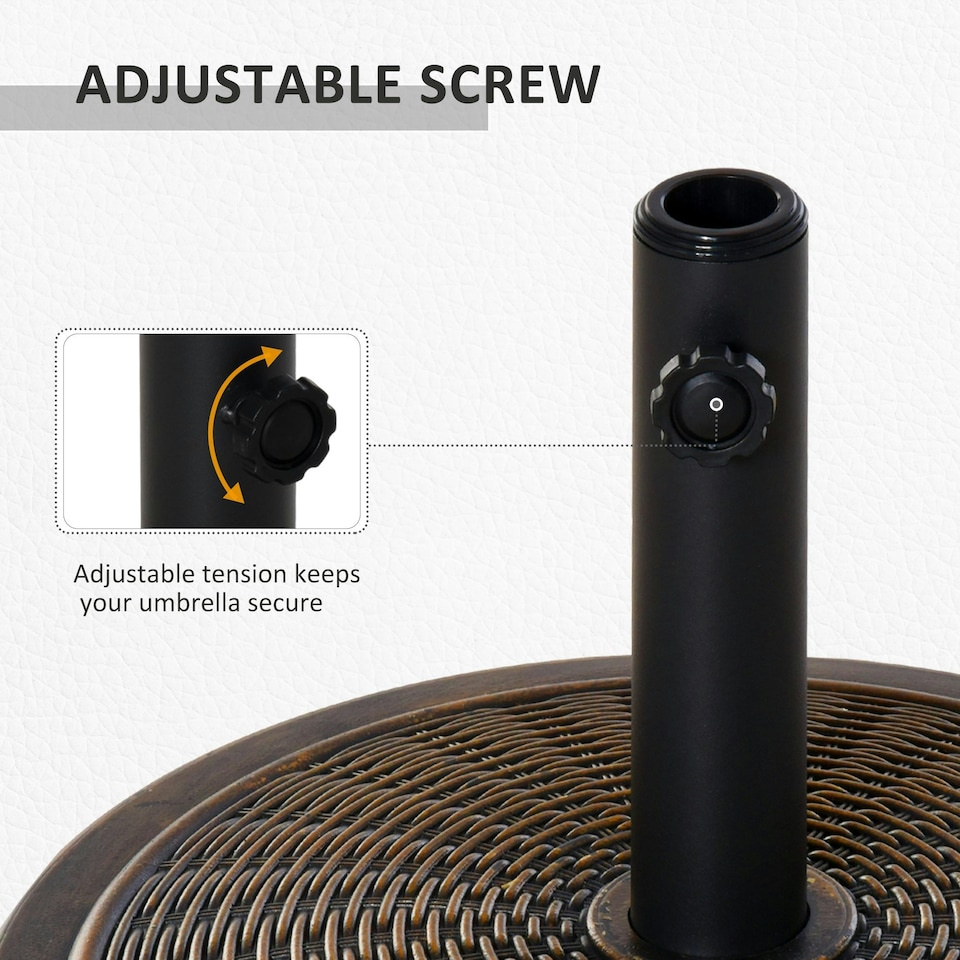 image 1 of Outsunny 13kg Cement Parasol Base Stand Fits 35mm/38mm/48mm Poles, Black
