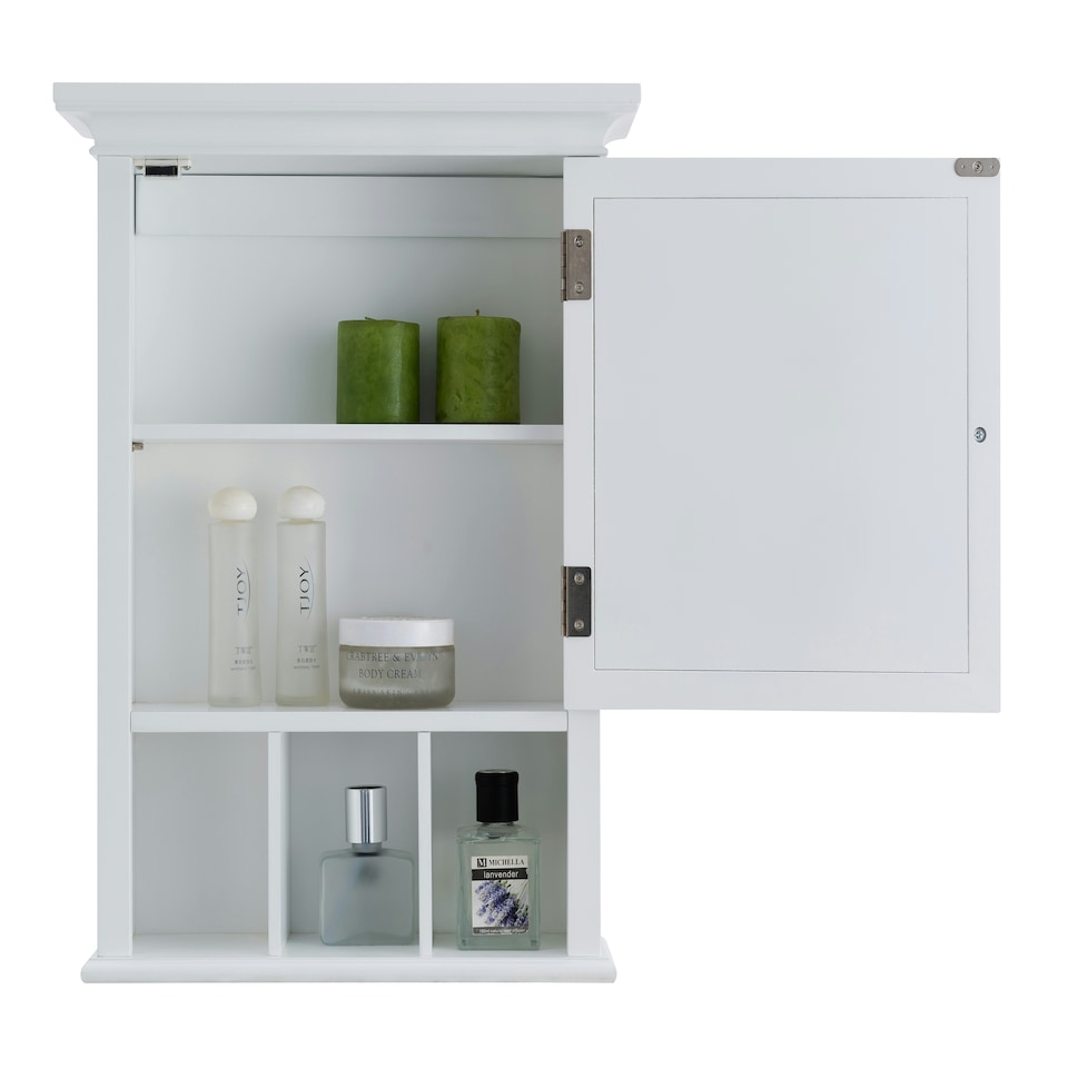 image 1 of Teamson Home Wooden Bathroom Medicine Cabinet Mirrored White