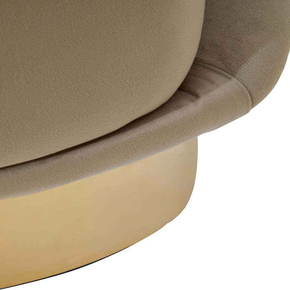 image 1 of Interiors by Premier Mink Velvet Accent Chair| Mink Velvet Upholstery with Scalloped Shell Design, Gold Finish Curved Base Brown
