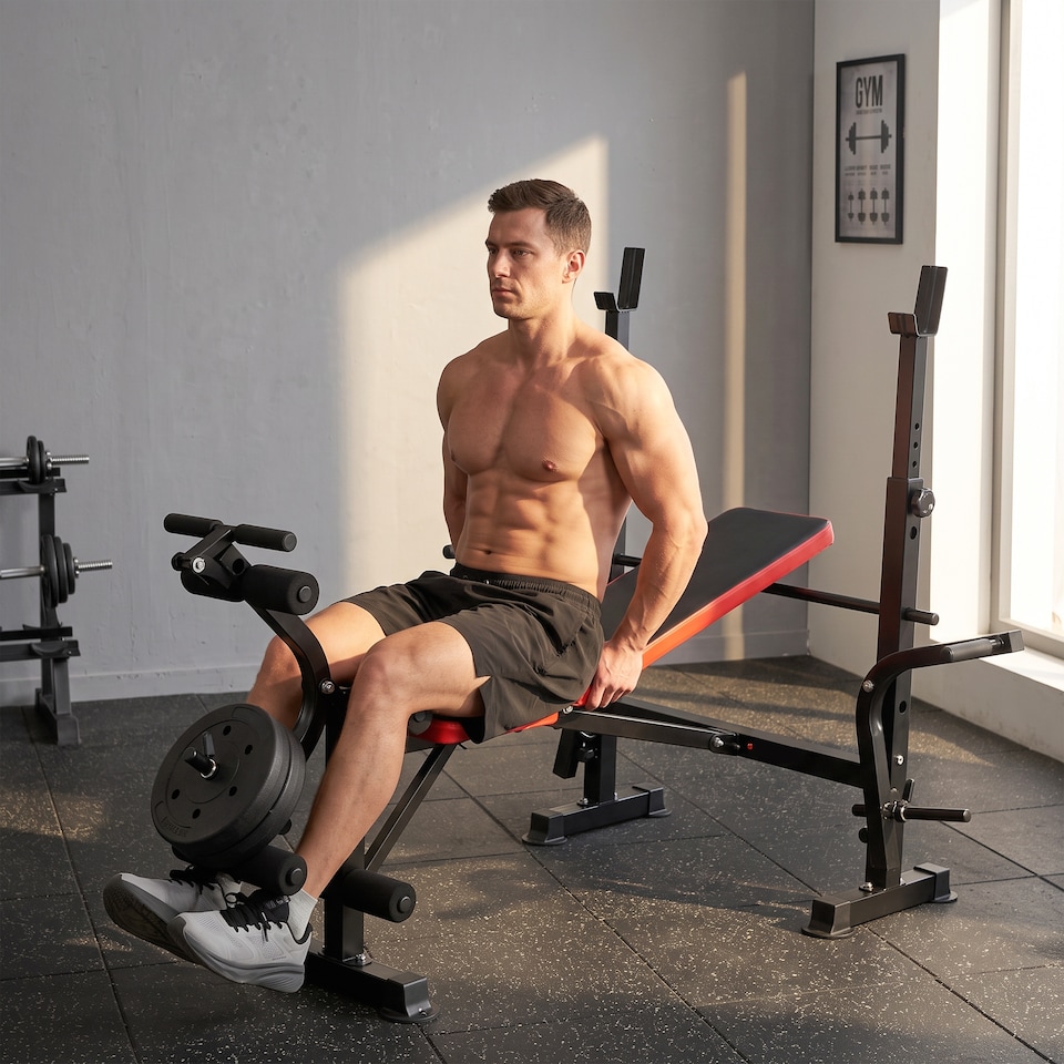 image 1 of HOMCOM Multi-Function Adjustable Weight Training Bench Gym Fitness Lifting
