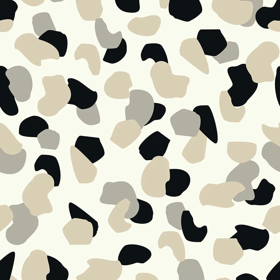 Sample of Abstract Spot Wallpaper in Neutrals and Black Multi