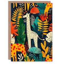 Colourful Jungle Plant Pattern Girl Boy Kids Daughter Son Birthday Card