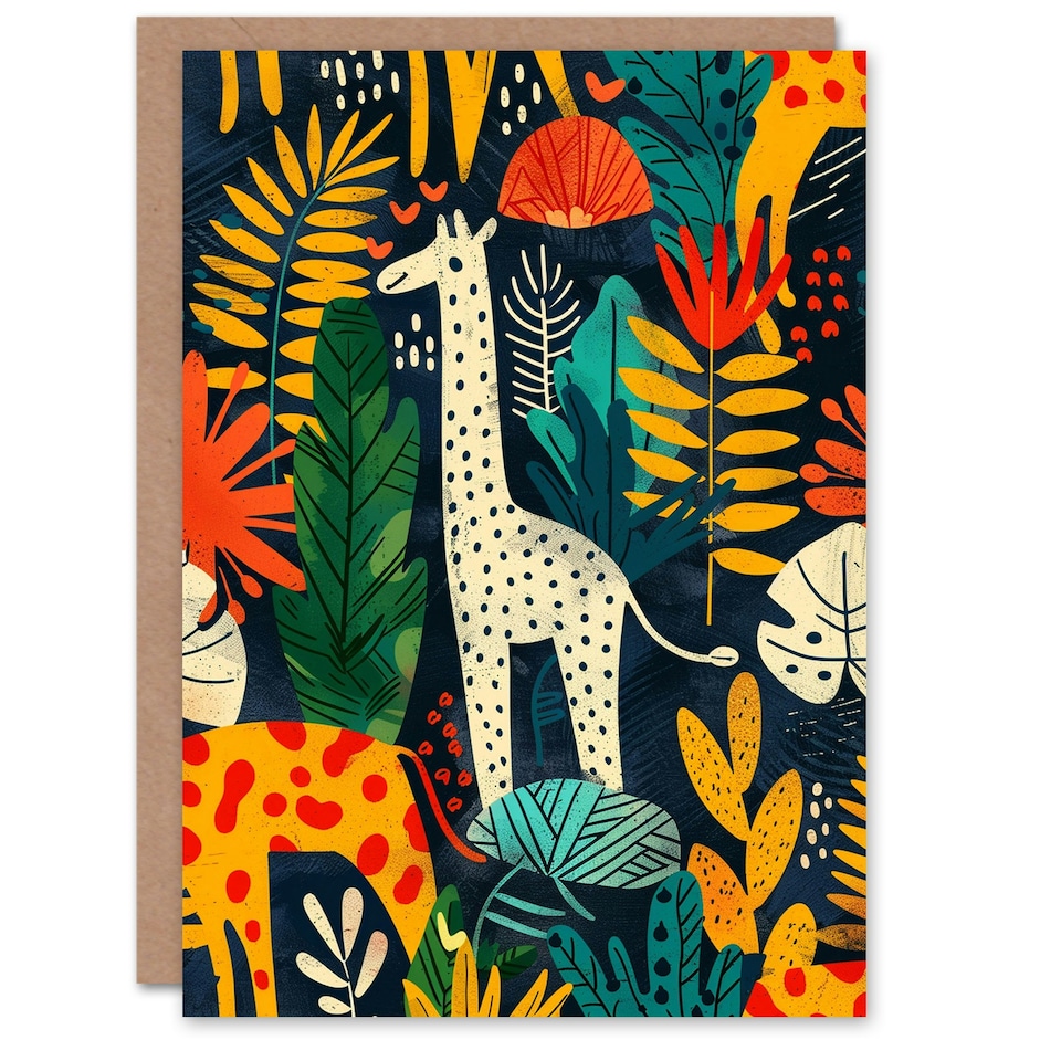image 1 of Colourful Jungle Plant Pattern Girl Boy Kids Daughter Son Birthday Card