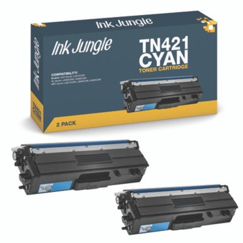 image 1 of 2x Compatible Brother TN421 Cyan Toner Cartridges