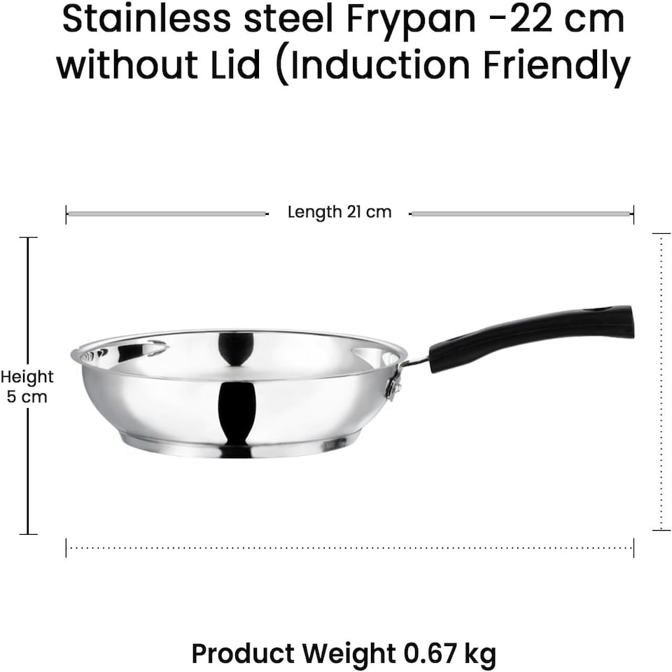 image 1 of Vinod Stainless Steel Frying Pan – 20 cm