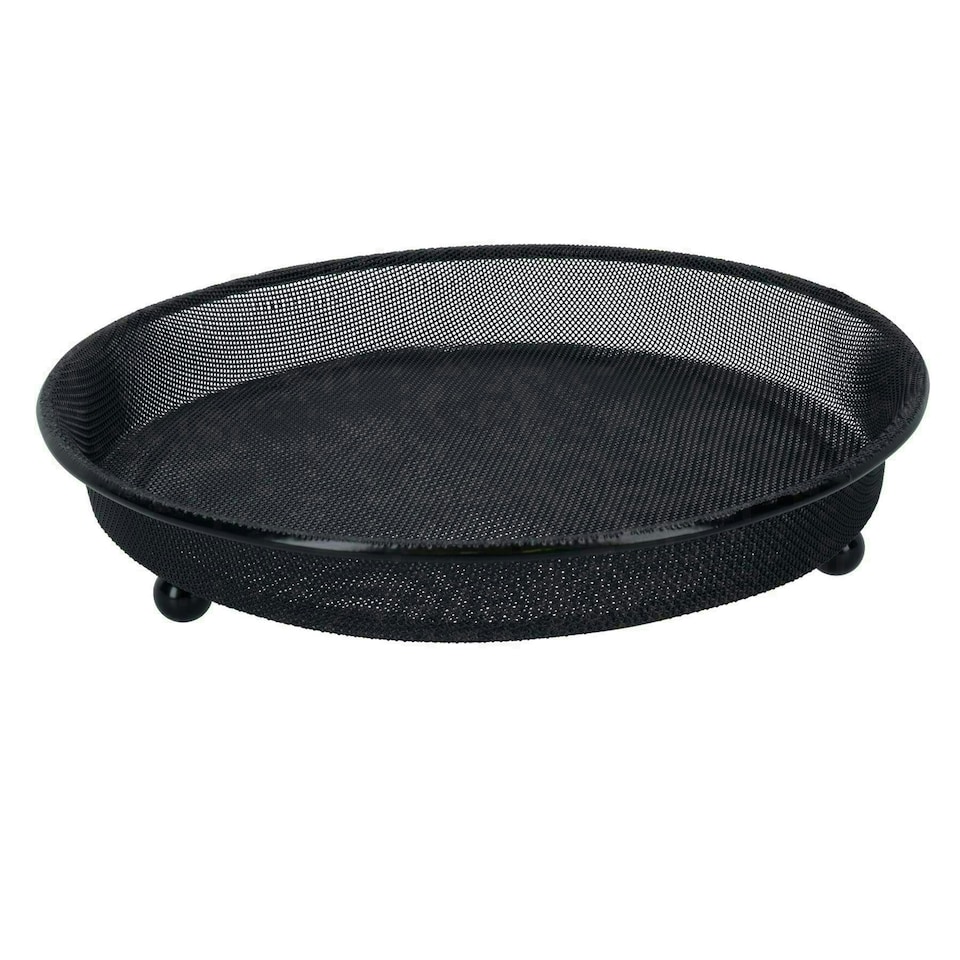 image 1 of Heavy Duty Black Mesh Metal Ground Wild Bird Feeder Feeding Tray 22cm