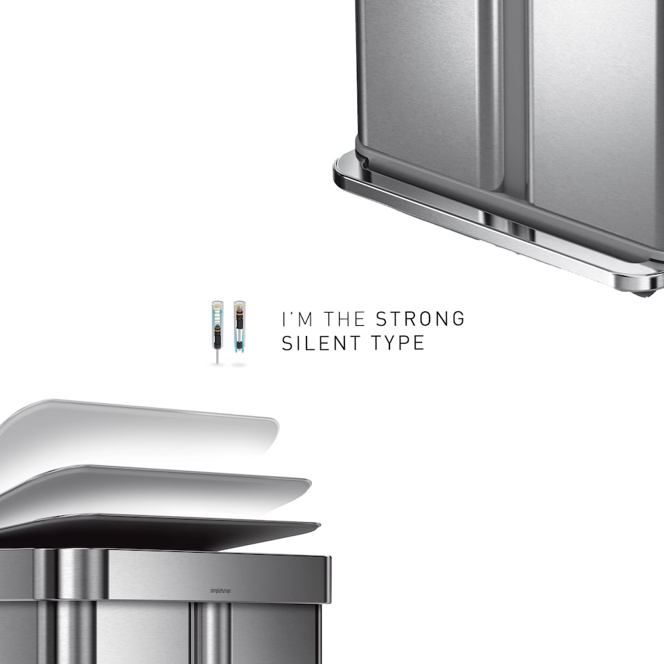 image 1 of Simplehuman 58L Recycling Rectangular Pedal Bin with Liner Pocket, Brushed Stainless Steel
