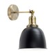 image 4 of ValueLights Retro Style Antique Brass Adjustable Knuckle Joint Wall Light with a Gloss Black Dome Shade - Complete with a 4w LED Filament Bulb 2700K Warm White