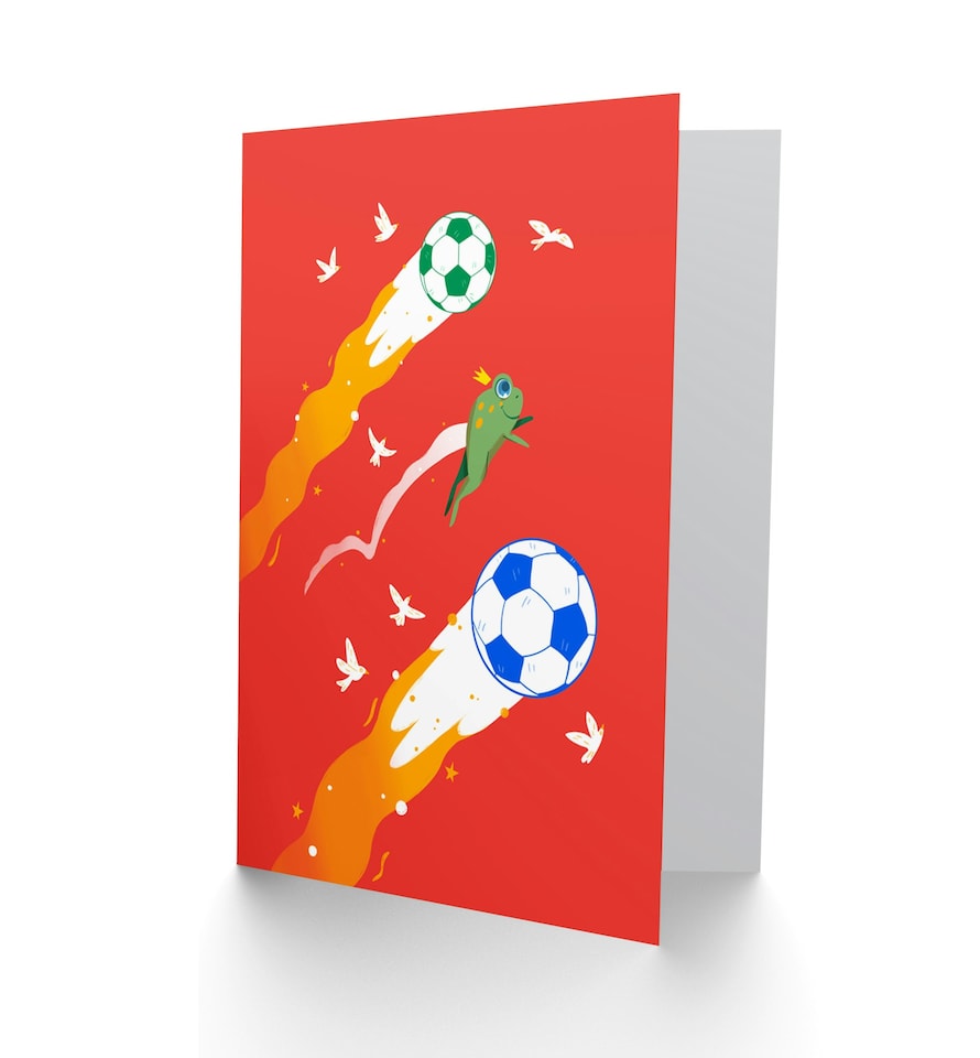 image 1 of Football Frog Kids Birthday Child Kids Card
