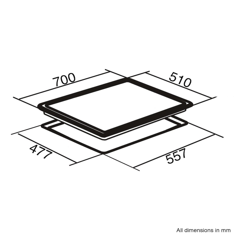 image 1 of SIA R8 70cm Black 5 Burner Gas On Glass Hob With Cast Iron Pan Stands