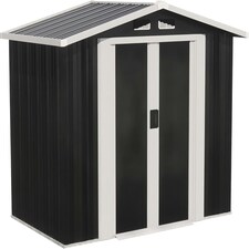 Alivio Metal Garden Storage Shed With Weather Protection and Double Sliding Lockable Doors (Black) Black