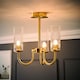 image 3 of ValueLights Canya 3 Way Gold Ceiling Light Clear Ribbed Shades & Bulbs | Gold