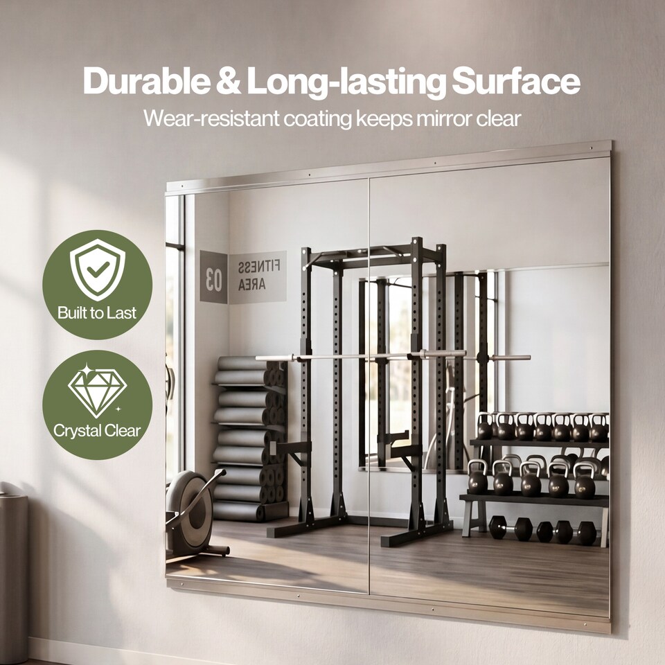 image 1 of Yezi Home Gym Mirrors Wall Mounted Large Full Body Mirror 2 PCS 120cm x 60cm