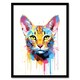 image 1 of Savannah Cat Lover Gift Pet Portrait Orange Black Framed Wall Art Print A4